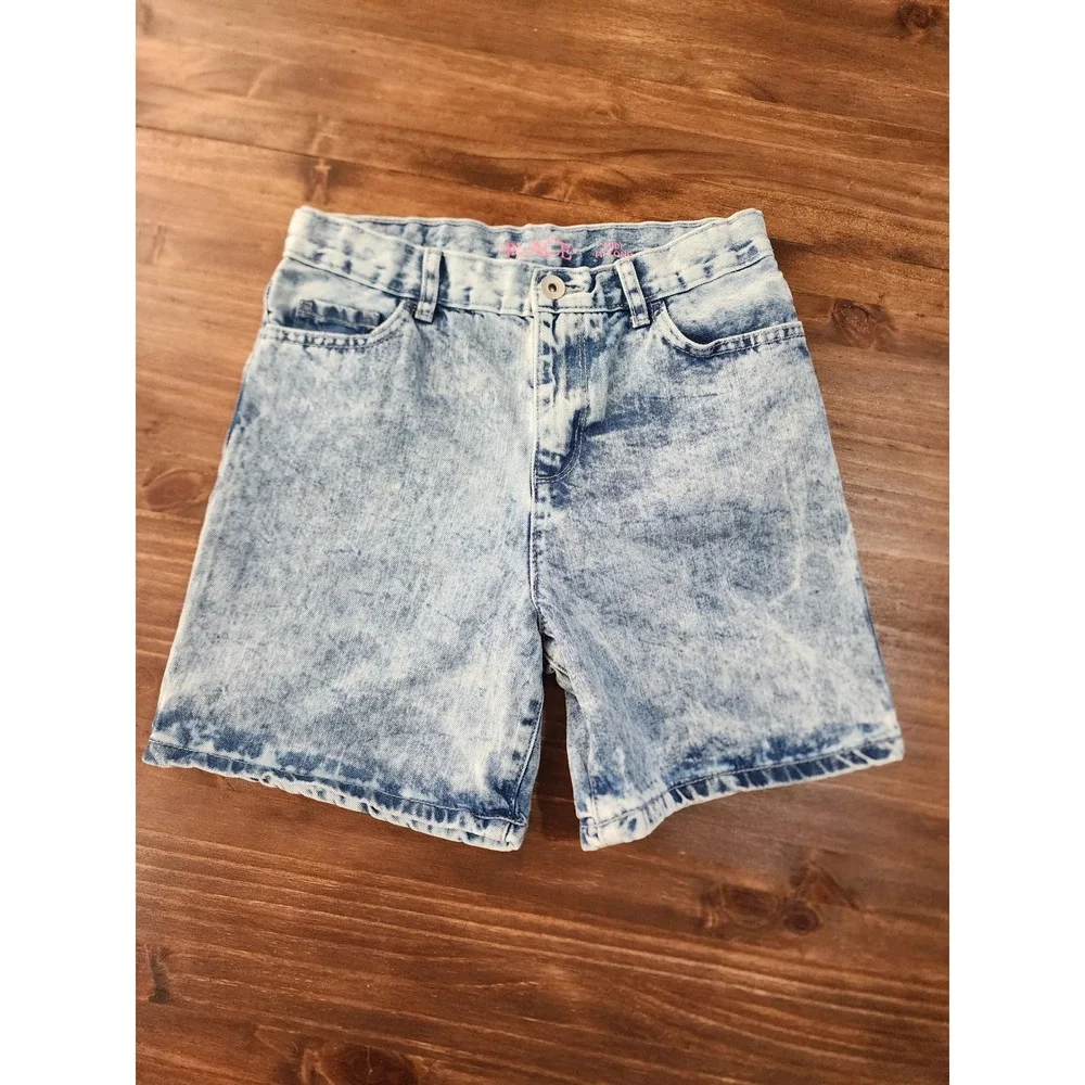 Children's Place Grunge Y2K Bermuda Shorts Acid Wash Denim Girls 12 Blue